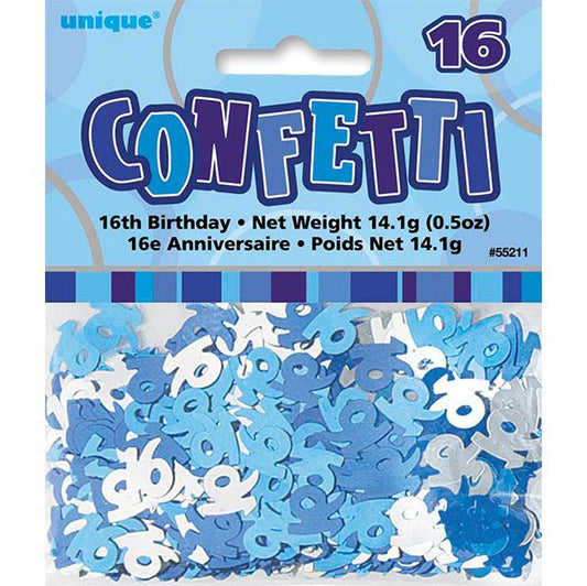 Glitz Blue "16" Confetti (14g) - The Party Marketplace
