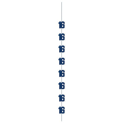 Glitz Blue "16" Hanging Decorations (Pack of 6) - The Party Marketplace