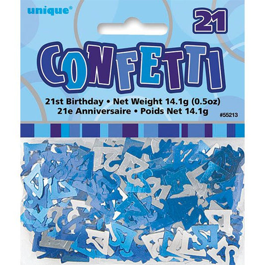 Glitz Blue "21" Confetti (14g) - The Party Marketplace