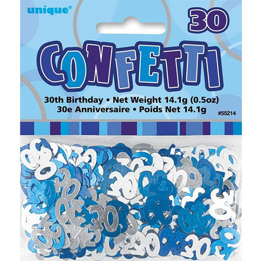 Glitz Blue "30" Confetti (14g) - The Party Marketplace