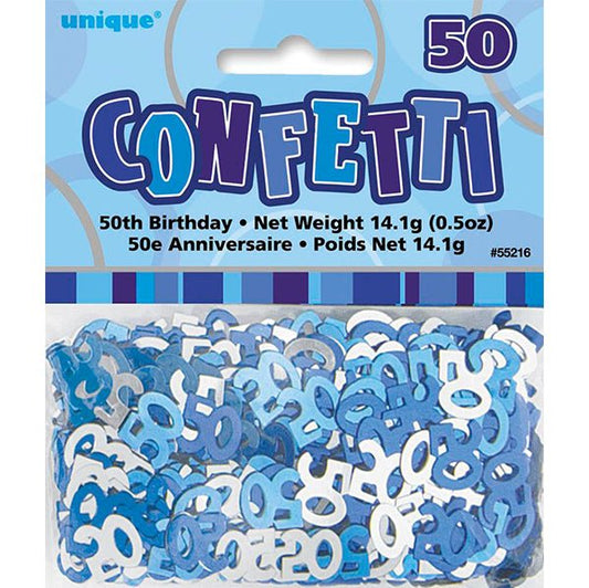 Glitz Blue "50" Confetti (14g) - The Party Marketplace