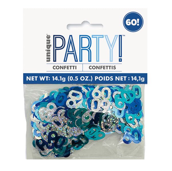 Glitz Blue "60" Confetti (14g) - The Party Marketplace