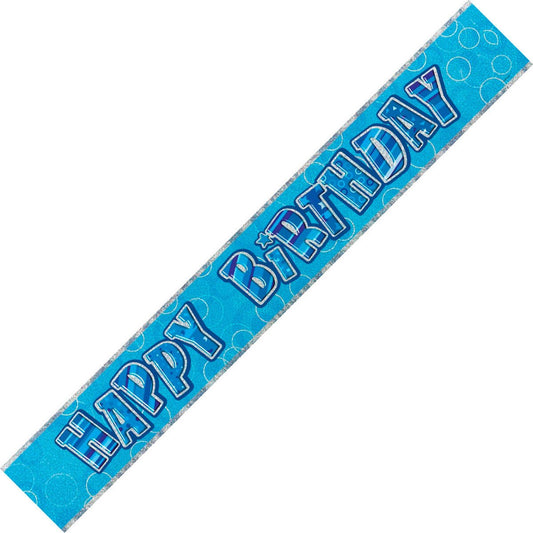 Glitz Blue "Happy Birthday" Foil Banner - 3.65m - The Party Marketplace