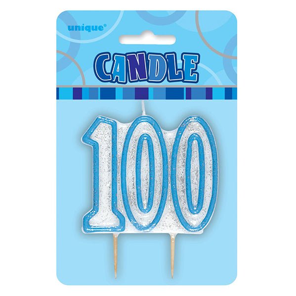 Glitz Blue Numeral Pick Candle - 100 - The Party Marketplace