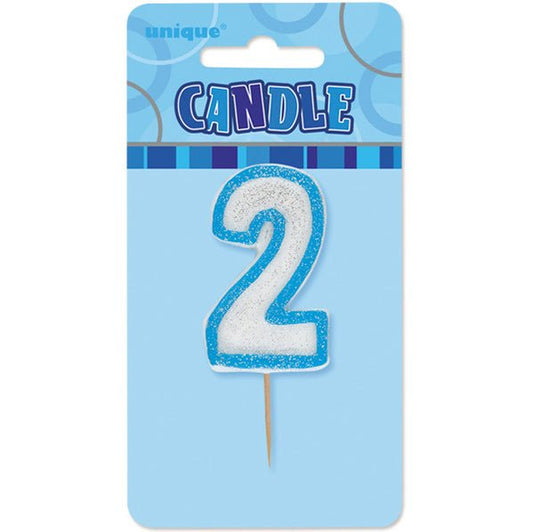 Glitz Blue Numeral Pick Candle - 2 - The Party Marketplace