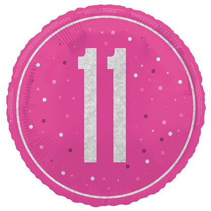 Glitz Pink "11" Foil Prismatic Balloon 45cm - The Party Marketplace