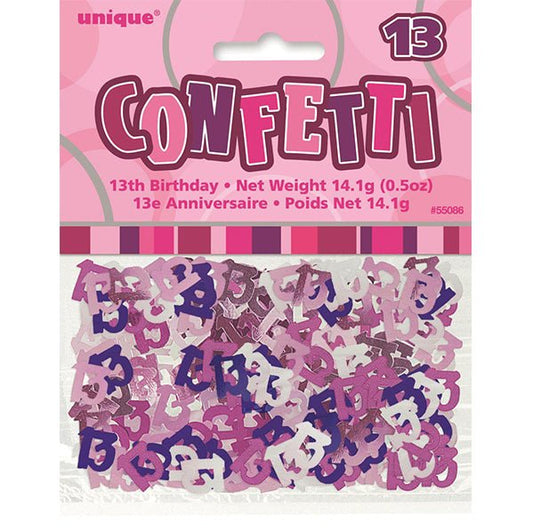 Glitz Pink "13" Confetti (14g) - The Party Marketplace