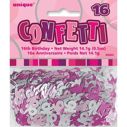 Glitz Pink "16" Confetti (14g) - The Party Marketplace