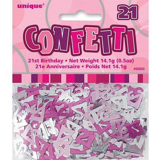 Glitz Pink "21" Confetti (14g) - The Party Marketplace