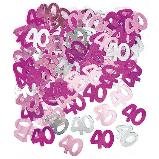 Glitz Pink "40" Confetti (14g) - The Party Marketplace