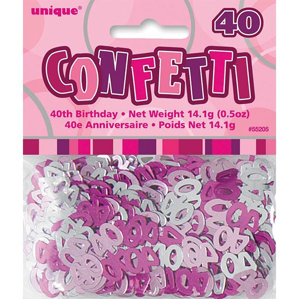 Glitz Pink "40" Confetti (14g) - The Party Marketplace