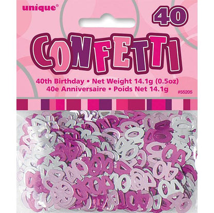 Glitz Pink "40" Confetti (14g) - The Party Marketplace