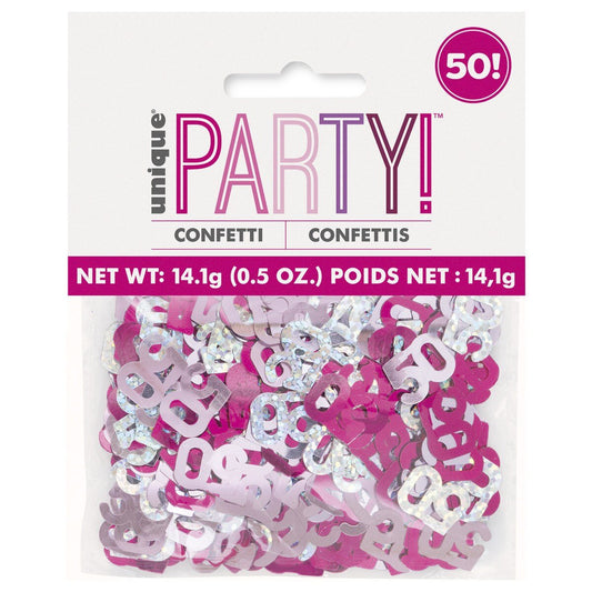 Glitz Pink "50" Confetti (14g) - The Party Marketplace