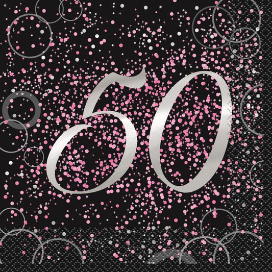 Glitz Pink "50" Foil Stamped Luncheon Napkins (Pack of 16) - The Party Marketplace