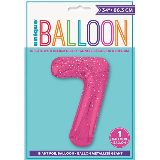 Glitz Pink "7" Numeral Foil Balloon (86cm) - The Party Marketplace