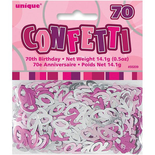 Glitz Pink "70" Confetti (14g) - The Party Marketplace