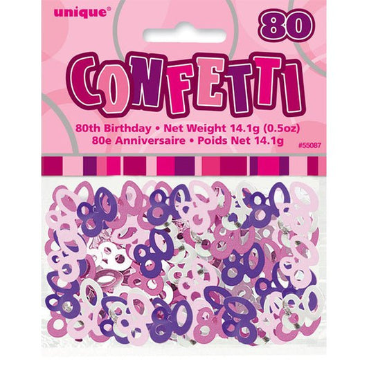 Glitz Pink "80" Confetti (14g) - The Party Marketplace