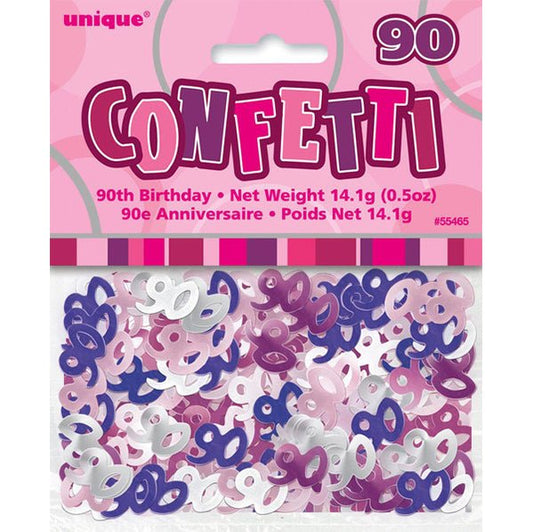 Glitz Pink "90" Confetti (14g) - The Party Marketplace