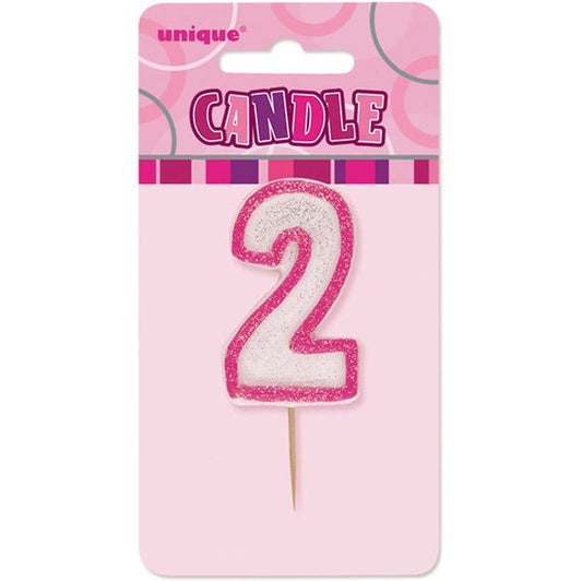 Glitz Pink Numeral Pick Candle - 2 - The Party Marketplace