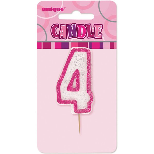 Glitz Pink Numeral Pick Candle - 4 - The Party Marketplace