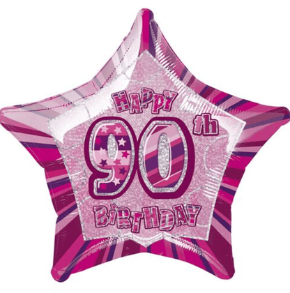 Glitz Pink Star "90" Foil Balloon 50cm - The Party Marketplace