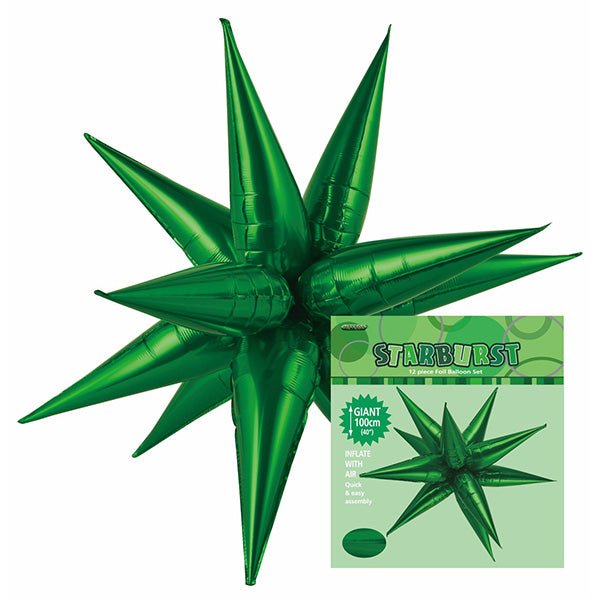 Glitz Starburst Foil Balloon - Green (100cm) - The Party Marketplace