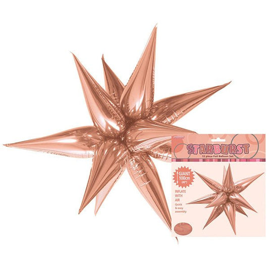 Glitz Starburst Foil Balloon - Rose Gold (100cm) - The Party Marketplace