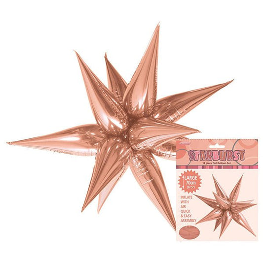 Glitz Starburst Foil Balloon - Rose Gold (70cm) - The Party Marketplace