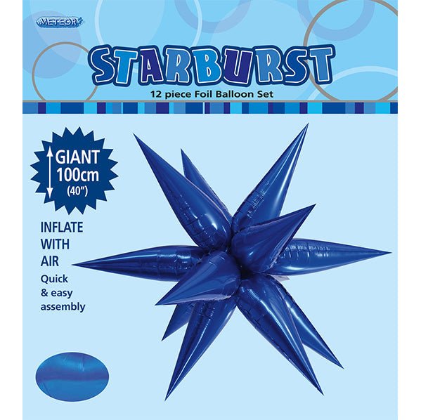 Glitz Starburst Foil Balloon - Royal Blue (100cm) - The Party Marketplace