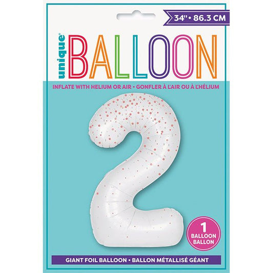 Glitz White "2" Numeral Foil Balloon (86cm) - The Party Marketplace