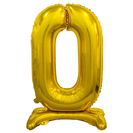 Gold "0" Giant Standing Numeral Foil Balloon (76cm) - The Party Marketplace