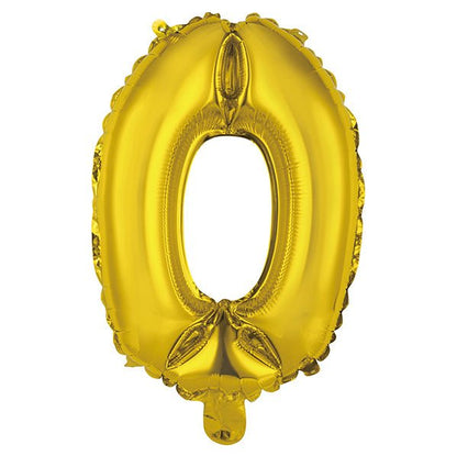 Gold "0" Numeral Foil Balloon (35cm) - The Party Marketplace