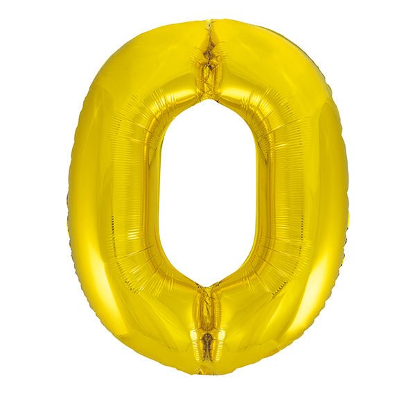 Gold "0" Numeral Foil Balloon (86cm) - The Party Marketplace