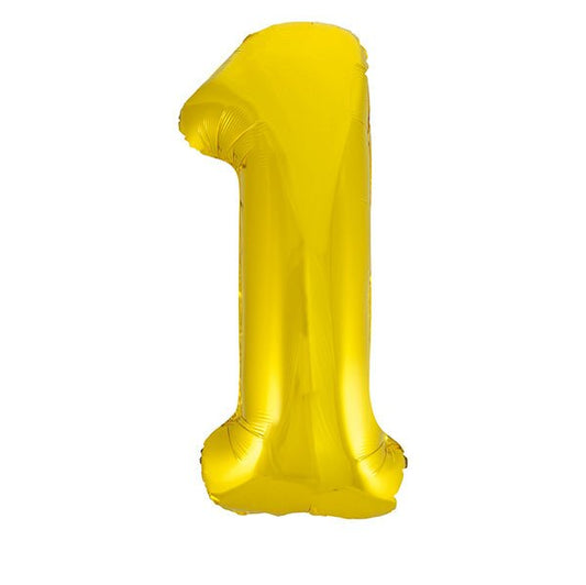 Gold "1" Numeral Foil Balloon (86cm) - The Party Marketplace