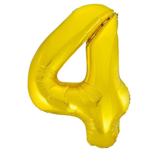 Gold "4" Numeral Foil Balloon (86cm) - The Party Marketplace
