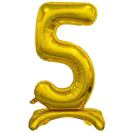 Gold "5" Giant Standing Numeral Foil Balloon (76cm) - The Party Marketplace