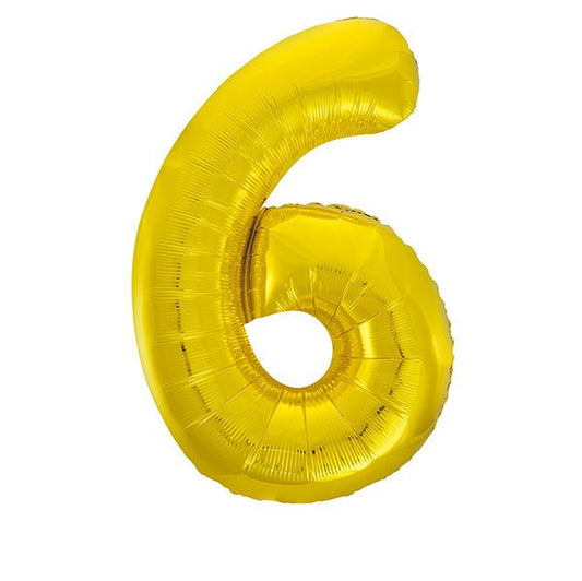 Gold "6" Numeral Foil Balloon (86cm) - The Party Marketplace
