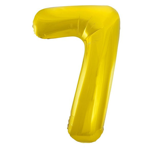 Gold "7" Numeral Foil Balloon (86cm) - The Party Marketplace