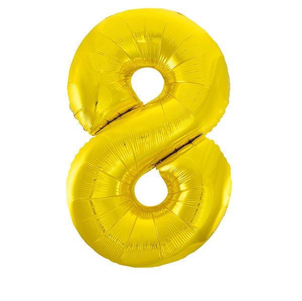 Gold "8" Numeral Foil Balloon (86cm) - The Party Marketplace