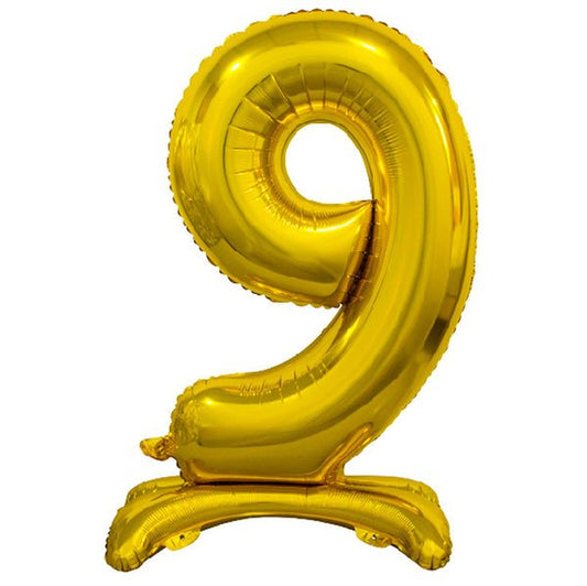 Gold "9" Giant Standing Numeral Foil Balloon (76cm) - The Party Marketplace