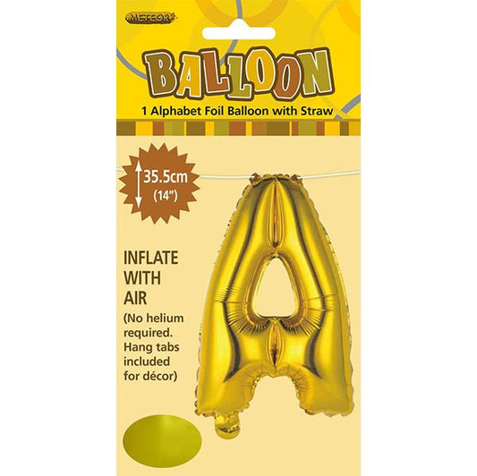 Gold "A" Letter Foil Balloon (35cm) - The Party Marketplace