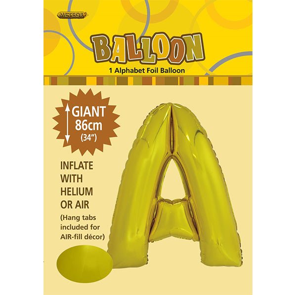 Gold "A" Letter Foil Balloon (86cm) - The Party Marketplace