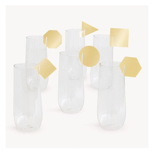 Gold Acrylic Drink Markers - Assorted Shapes (Pack of 6) - The Party Marketplace