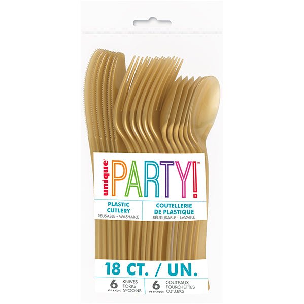 Gold Assorted Cutlery (Pack of 18) - The Party Marketplace