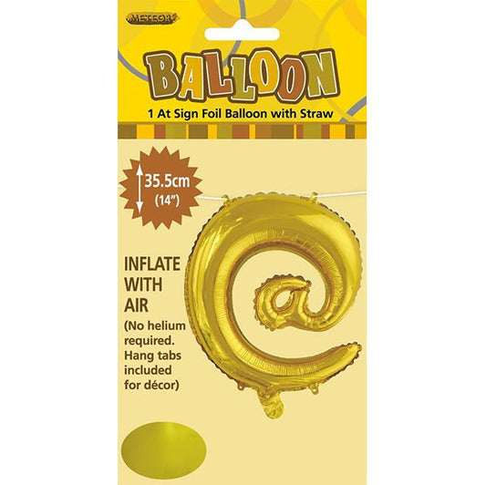 Gold "@" Letter Foil Balloon (35cm) - The Party Marketplace