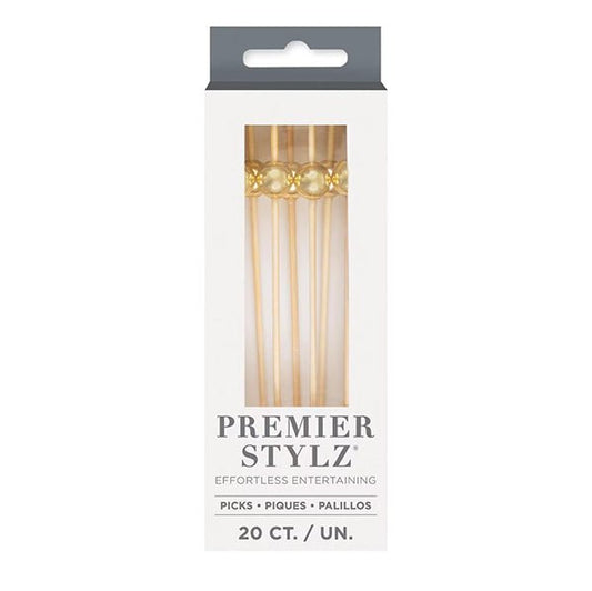 Gold Bamboo Cocktail Picks (Pack of 20) - The Party Marketplace