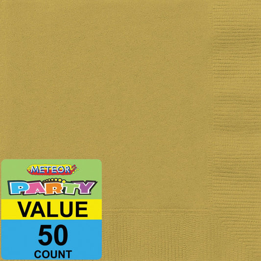 Gold Beverage Napkins (Pack of 50) - The Party Marketplace