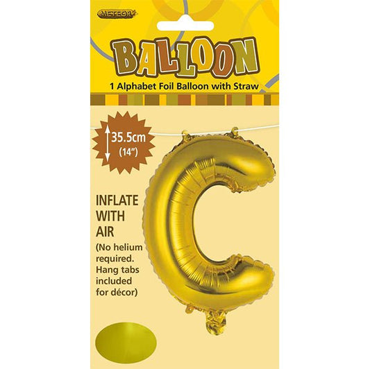 Gold "C" Letter Foil Balloon (35cm) - The Party Marketplace
