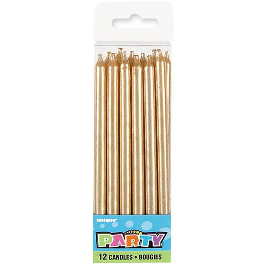 Gold Candles 12.7cm (Pack of 12) - The Party Marketplace