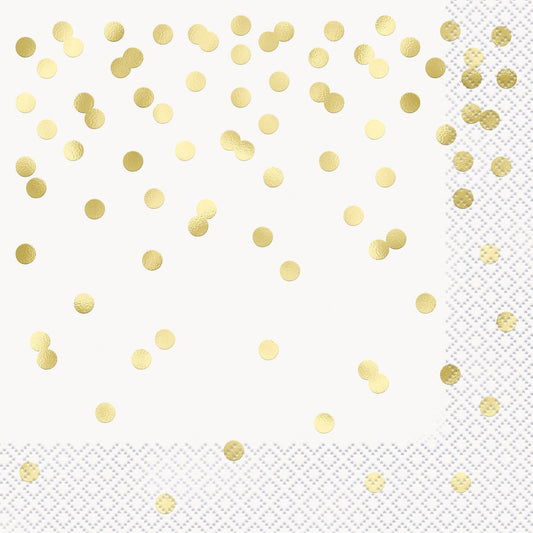 Gold Confetti Dots Foil Stamped Luncheon Napkins (Pack of 16) - The Party Marketplace